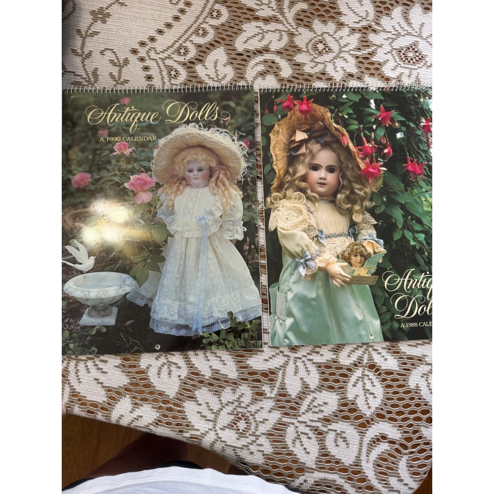 Vintage Antique Dolls Calendars 1988 1990 Marcia Creswell Current Inc Set of 2